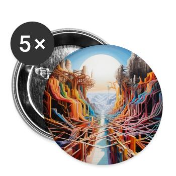 Futuristic landscape with colorful paths surreal - Buttons large 2.2''/56 mm (5-pack) - white - Front