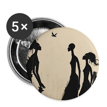 Feminine Silhouetten und minimalistischer Vogel - Buttons groß 56 mm (5er Pack) - Weiß - Vorne