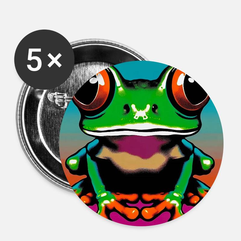 Frosch - Buttons groß 56 mm (5er Pack) - Weiß