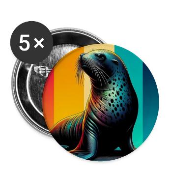 Phoque - Lot de 5 grands badges (56 mm) - blanc - Devant