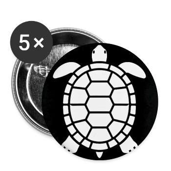 Black and White Turtle Silhouette - Buttons large 2.2''/56 mm (5-pack) - white - Front