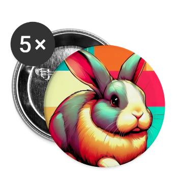 Kaninchen - Buttons groß 56 mm (5er Pack) - Weiß - Vorne
