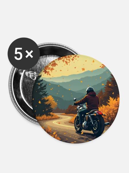 Ride into Autumn - Buttons groß 56 mm (5er Pack) - Weiß