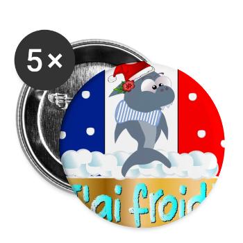 FRANCE I'M COLD SHARKS - Buttons large 2.2''/56 mm (5-pack) - white - Front