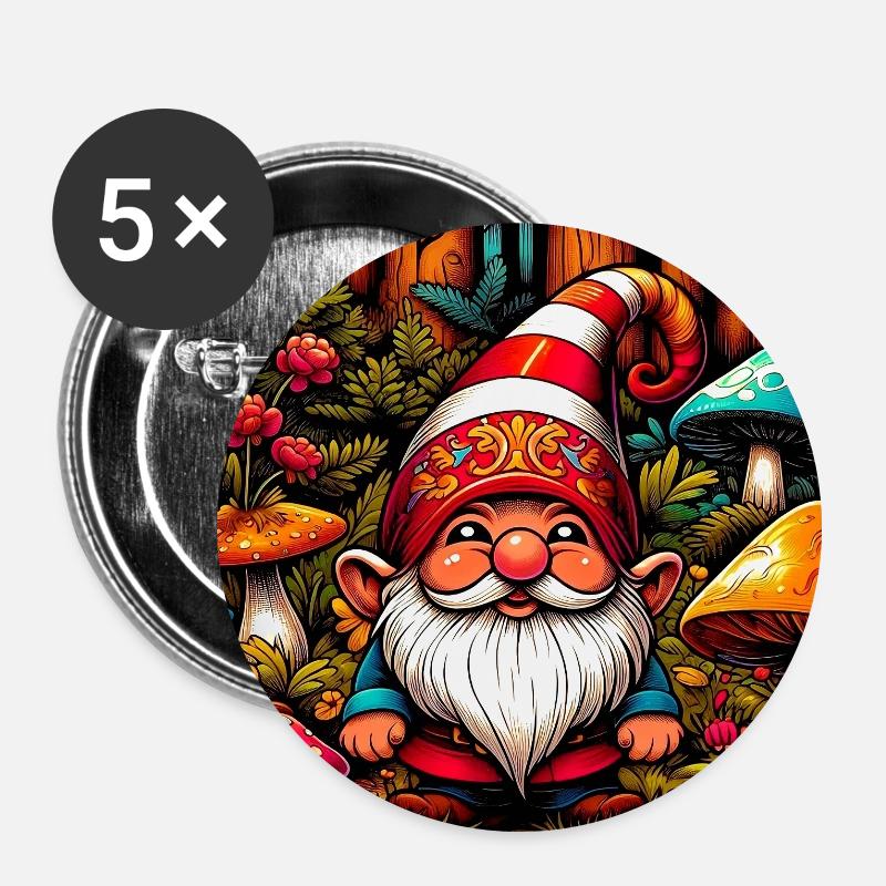 Gnom - Buttons groß 56 mm (5er Pack) - Weiß