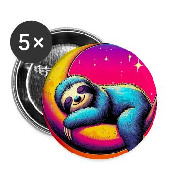 La paresse dort sur la Lune - Lot de 5 grands badges (56 mm) - blanc - Devant