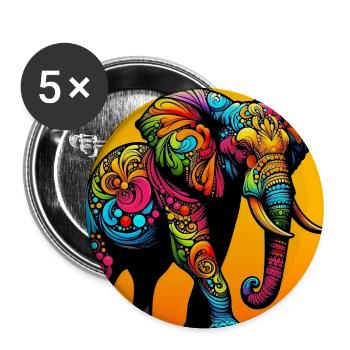 éléphant - Lot de 5 grands badges (56 mm) - blanc - Devant