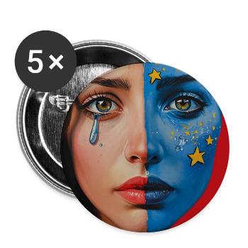 Cosmic Tears – Halbgesicht Kunstportrait - Buttons groß 56 mm (5er Pack) - Weiß - Vorne