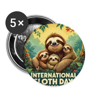Journée internationale de la paresse en famille - Lot de 5 grands badges (56 mm) - blanc - Devant