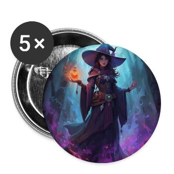 Enchanted Cave Witch - Buttons large 2.2''/56 mm (5-pack) - white - Front