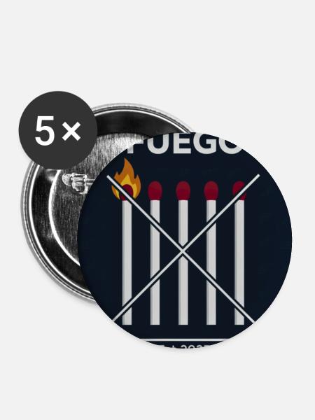 Feuer abgesagt 2025 - Buttons groß 56 mm (5er Pack) - Weiß