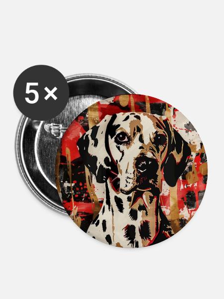Dalmatiner im abstrakten Farbspiel - Buttons groß 56 mm (5er Pack) - Weiß