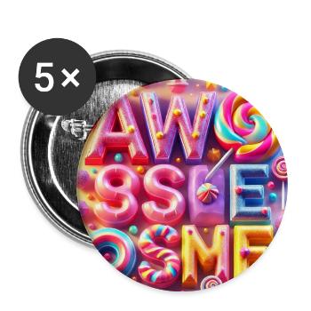 Candy Lettering Awesome - Buttons large 2.2''/56 mm (5-pack) - white - Front