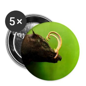 Sanglier - Lot de 5 grands badges (56 mm) - blanc - Devant