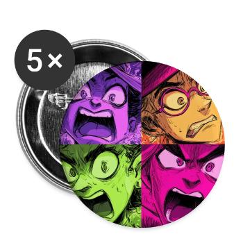 Farbenexplosion Schreie Collage Hexen - Buttons groß 56 mm (5er Pack) - Weiß - Vorne