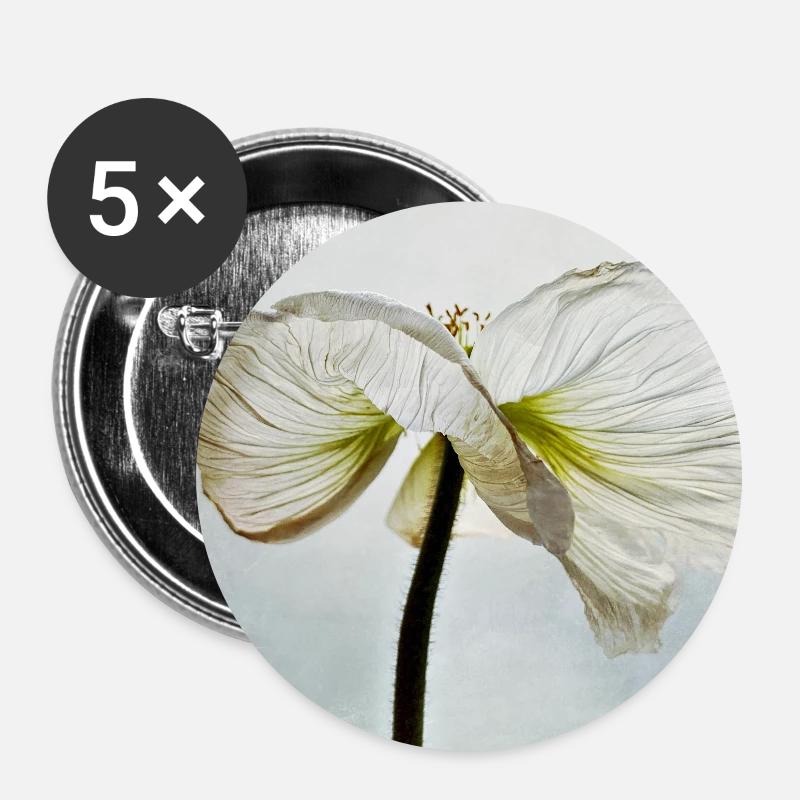White poppy flower - Buttons large 2.2''/56 mm (5-pack) - white