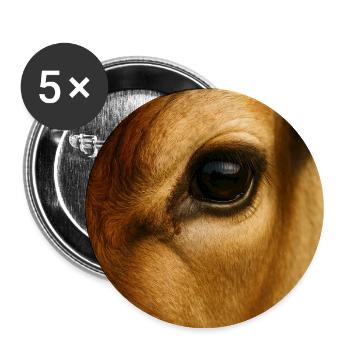 Tier - Kuh, Nahaufnahme Auf Auge - Buttons groß 56 mm (5er Pack) - Weiß - Vorne