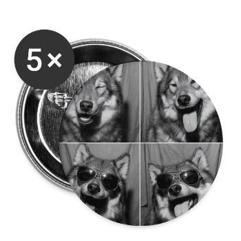 Lustig Wolf Vintage Retro Fotobox - Buttons groß 56 mm (5er Pack) - Weiß - Vorne