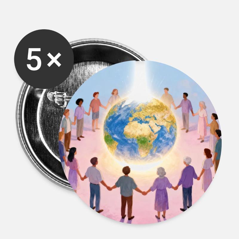 Earth surrounded by community - Buttons large 2.2''/56 mm (5-pack) - white