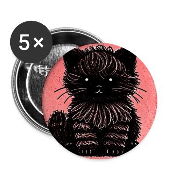 Fuzzy Cat (Red) - Buttons large 2.2''/56 mm (5-pack) - white - Front