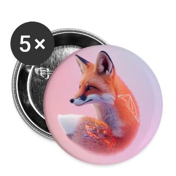 Pastell geometrischer Neon-Fuchs - Buttons groß 56 mm (5er Pack) - Weiß - Vorne