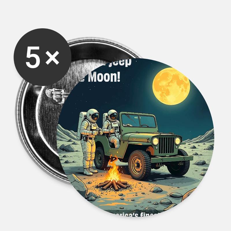 Moon Jeep Adventure 1969 - Buttons large 2.2''/56 mm (5-pack) - white