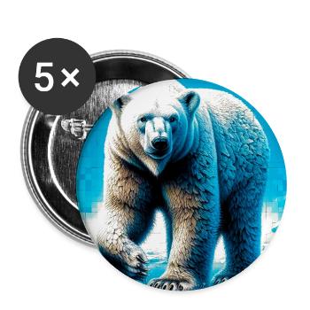 ours blanc - Lot de 5 grands badges (56 mm) - blanc - Devant