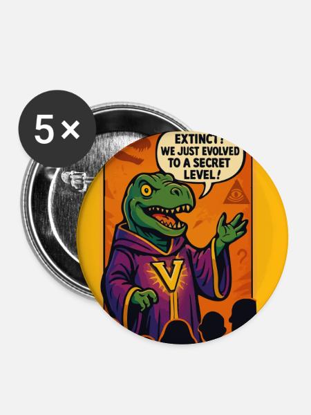 V-Raptor: Evolution auf Geheimstufe - Buttons groß 56 mm (5er Pack) - Weiß
