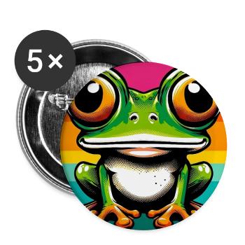 Frosch - Buttons groß 56 mm (5er Pack) - Weiß - Vorne