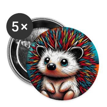hérisson - Lot de 5 grands badges (56 mm) - blanc - Devant