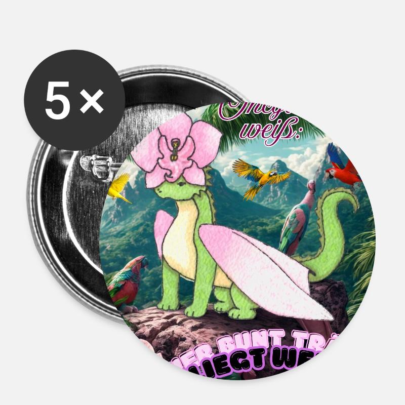 Oncydia knows: If you dream colorfully, you fly on - Buttons large 2.2''/56 mm (5-pack) - white