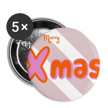 Merry Xmas Groovy Typo - Buttons large 2.2''/56 mm (5-pack) - white - Front