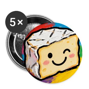 Käsefreund Pop Art Camembert - Buttons groß 56 mm (5er Pack) - Weiß - Vorne