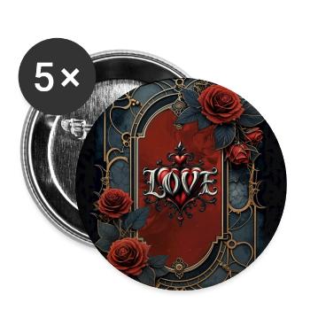 Amour gothique dans un cadre doré - Lot de 5 grands badges (56 mm) - blanc - Devant