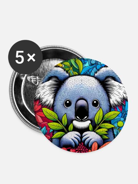 Koala - Buttons groß 56 mm (5er Pack) - Weiß