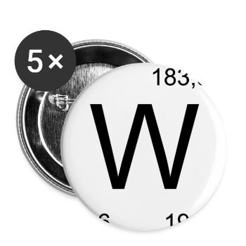 Symbole W de Wolfram dans la conception du tableau périodique - Lot de 5 grands badges (56 mm) - blanc - Devant