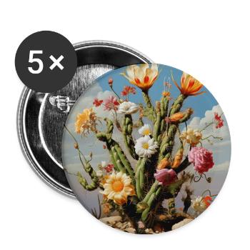Kaktusblüten Farbtraum - Buttons groß 56 mm (5er Pack) - Weiß - Vorne