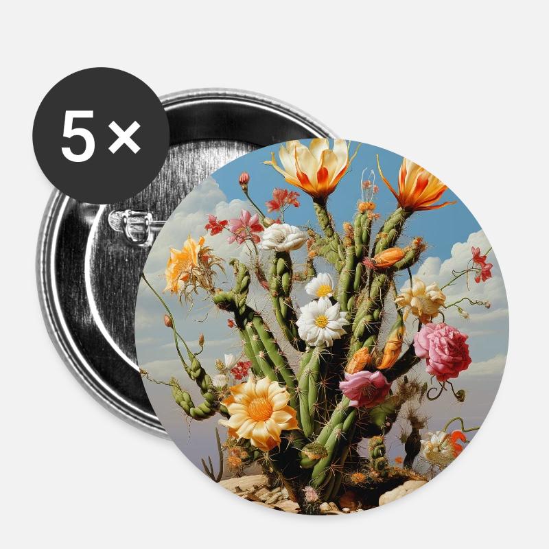 Cactus Blossom Color Dream - Buttons large 2.2''/56 mm (5-pack) - white