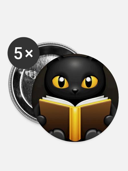 magische schwarze katze mit gold - Buttons groß 56 mm (5er Pack) - Weiß