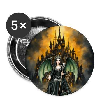 Winged sorceress before castle - Buttons large 2.2''/56 mm (5-pack) - white - Front
