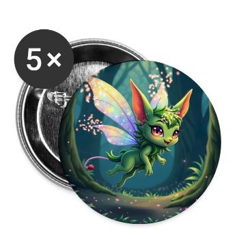 Wald-Regenbogendrache - Buttons groß 56 mm (5er Pack) - Weiß - Vorne
