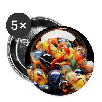 Farbige Glaskugel Explosion - Buttons groß 56 mm (5er Pack) - Weiß - Vorne
