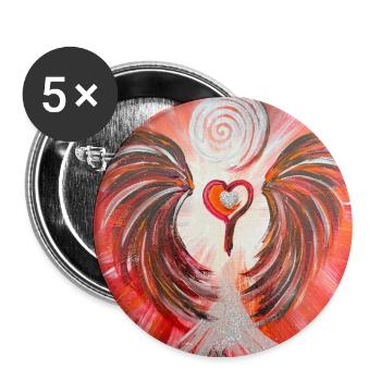 Herzengel Tiefes Erwachen - Buttons groß 56 mm (5er Pack) - Weiß - Vorne