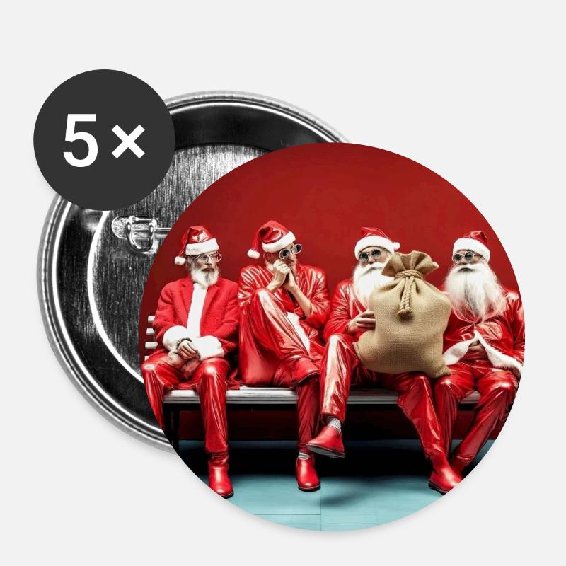 Application Santa's Quartet on Casting Bank - Buttons large 2.2''/56 mm (5-pack) - white