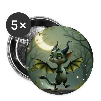 Nachtdrache des Waldes - Buttons groß 56 mm (5er Pack) - Weiß - Vorne