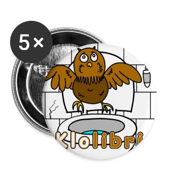 Klolibri – Lustiger Bad‑Vogel Cartoon (weiß) - Buttons groß 56 mm (5er Pack) - Weiß - Vorne