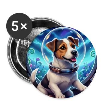 Chiot Cosmique dans la capsule spatiale - Lot de 5 grands badges (56 mm) - blanc - Devant
