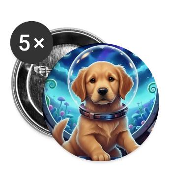 Astronaute chiot avec un casque spatial - Lot de 5 grands badges (56 mm) - blanc - Devant