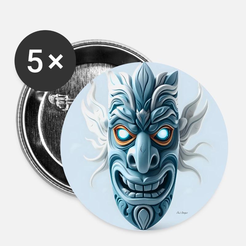 Air Tiki Mask - Buttons large 2.2''/56 mm (5-pack) - white