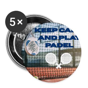 Reste calme et joue au padel - Lot de 5 grands badges (56 mm) - blanc - Devant